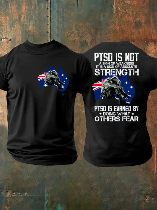 Men’s PTSD Awareness Veteran Printed T-shirt Black / S