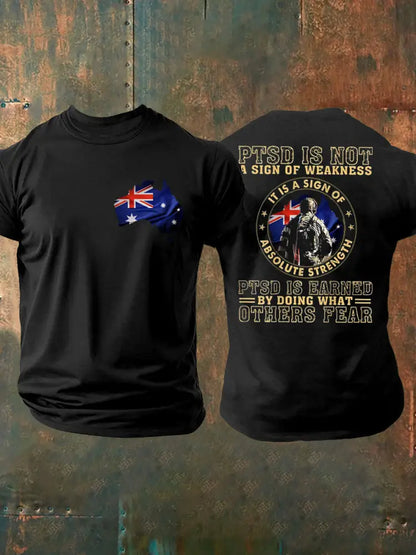 Men’s PTSD Awareness Veteran Printed T-shirt Black / S