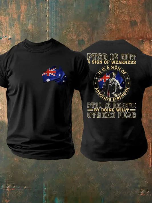 Men’s PTSD Awareness Veteran Printed T-shirt Black / S