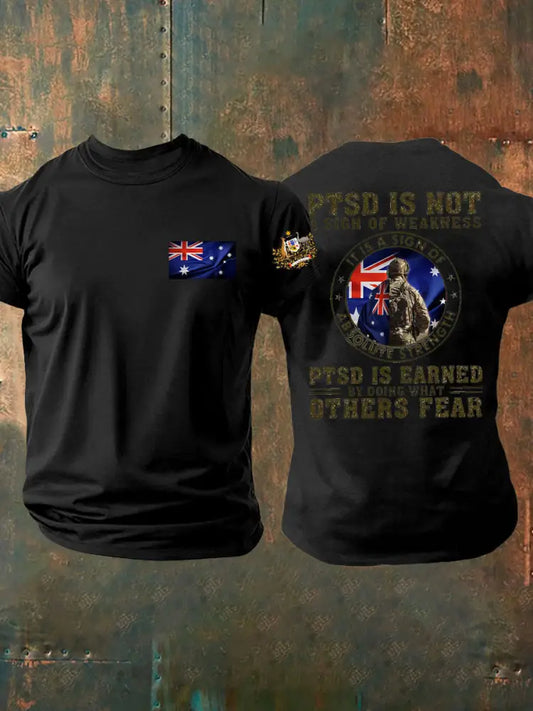 Men’s PTSD Awareness Veteran Printed T-shirt Black / S