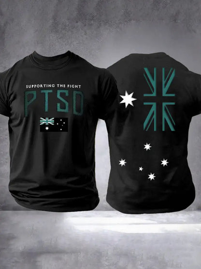 Men’s PTSD Awareness Veteran Printed T-shirt Black / S