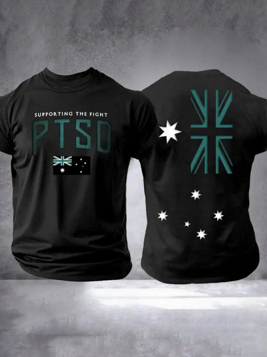 Men’s PTSD Awareness Veteran Printed T-shirt Black / S