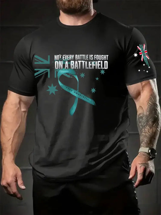 Men’s PTSD Awareness Veteran Printed T-shirt Black / S