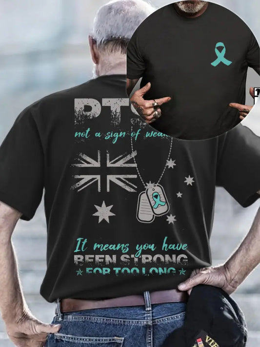 Men’s PTSD Awareness Veteran Printed T-shirt Black / S