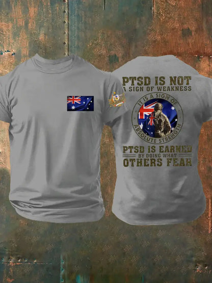Men’s PTSD Awareness Veteran Printed T-shirt Light Gray / S