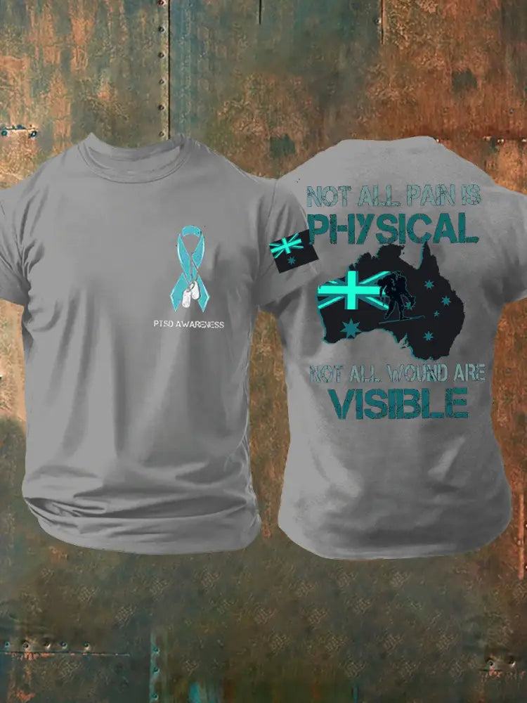 Men’s PTSD Awareness Veteran Printed T-shirt Light Gray / S