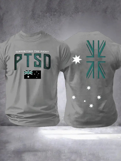 Men’s PTSD Awareness Veteran Printed T-shirt Light Gray / S