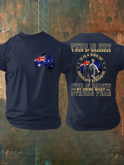 Men’s PTSD Awareness Veteran Printed T-shirt Navy Blue / S