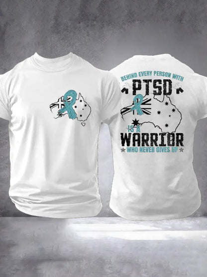 Men’s PTSD Awareness Veteran Printed T-shirt White / S