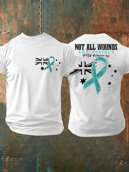 Men’s PTSD Awareness Veteran Printed T-shirt White / S