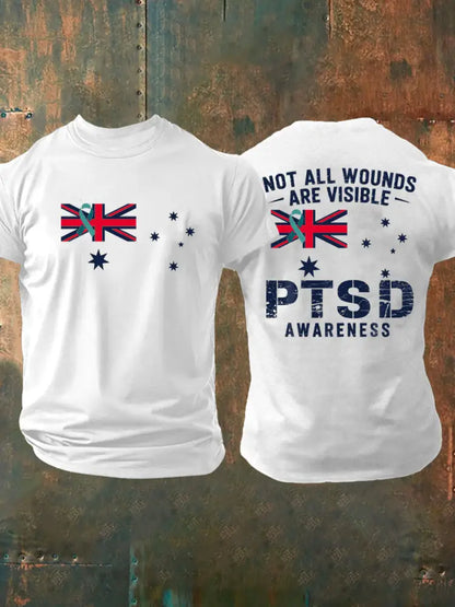 Men’s PTSD Awareness Veteran Printed T-shirt White / S