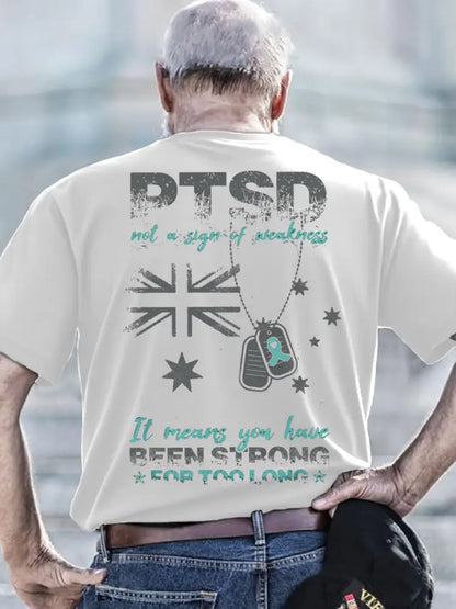 Men’s PTSD Awareness Veteran Printed T-shirt White / S