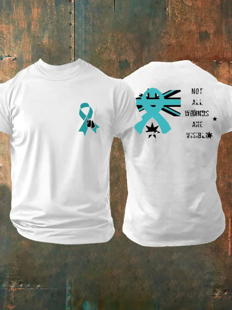 Men’s PTSD Awareness Veteran Printed T-shirt White / S