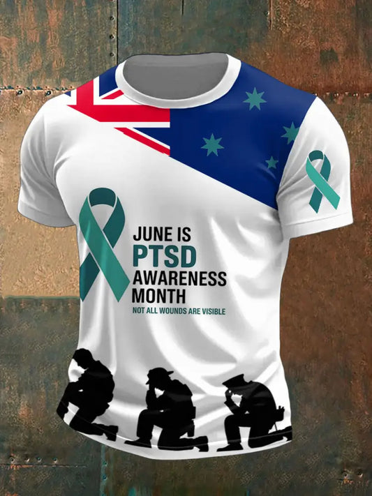 Men’s PTSD Awareness Veteran Printed T-shirt White / S