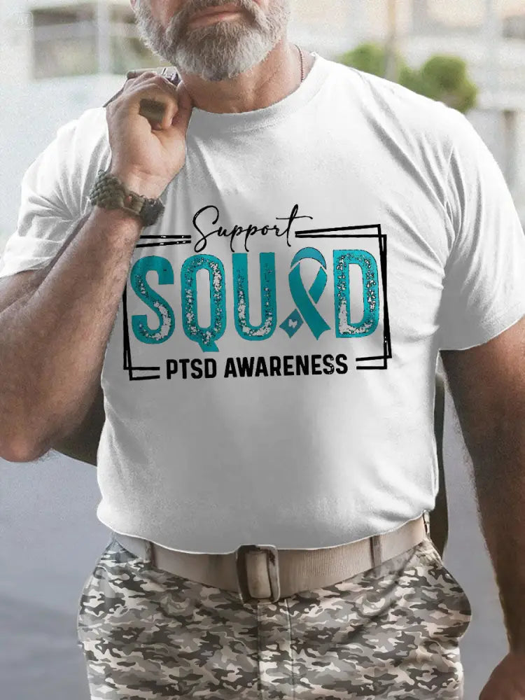 Men’s PTSD Awareness Veteran Printed T-shirt White / S