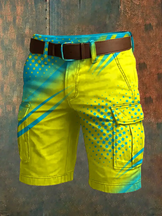 Men’s Retro Vacation Business Art Print Casual Shorts A / S