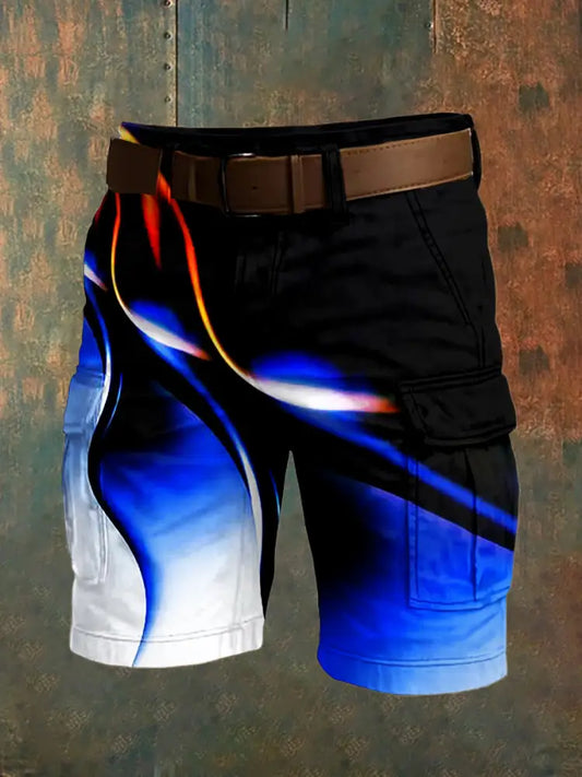 Men’s Retro Vacation Business Art Print Casual Shorts A / S