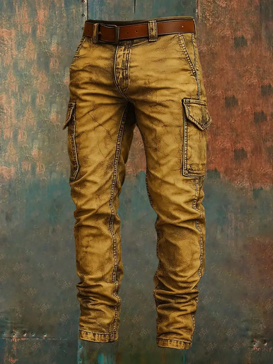 Men’s Retro Vacation Business Art Print Casual Workwear Trousers A / S