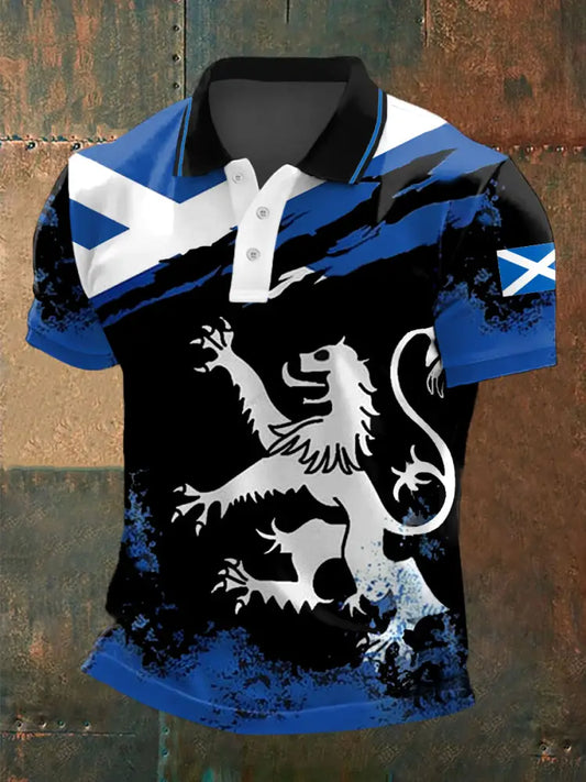 Men’s Scotland Print Casual Polo Black / S