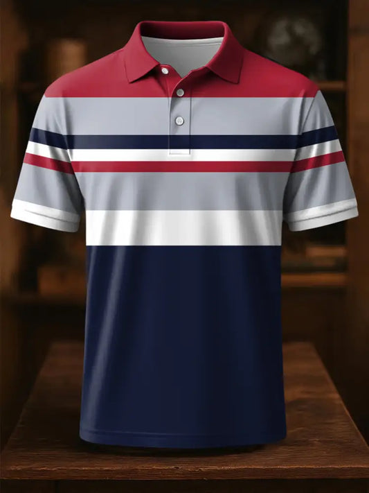 Men’s Stripes Print Casual Top Navy Blue / S