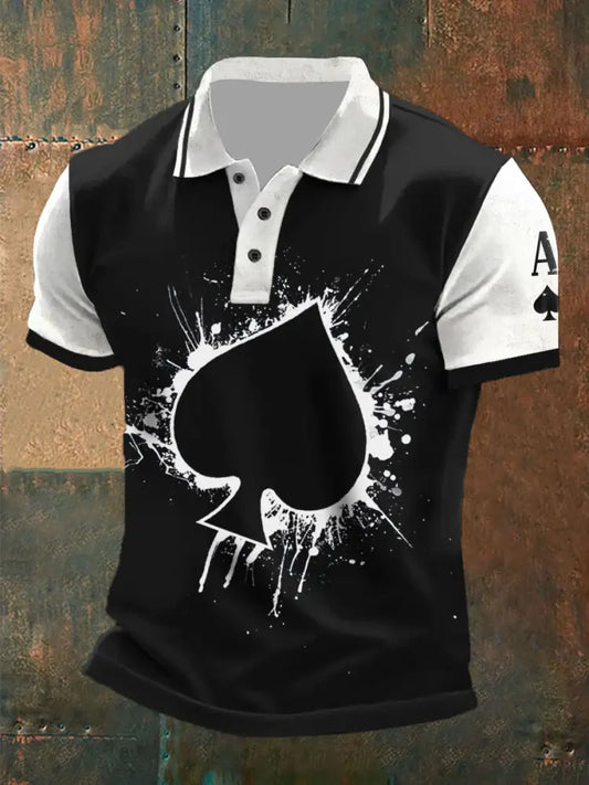 Men’s Texas Hold’em Ace of Spades print tops Black And White / S