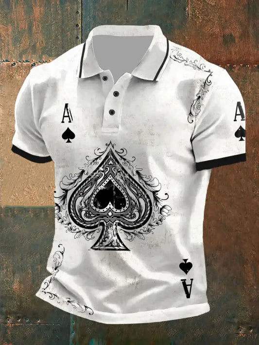 Men’s Texas Hold’em Ace of Spades tops Black And White / S
