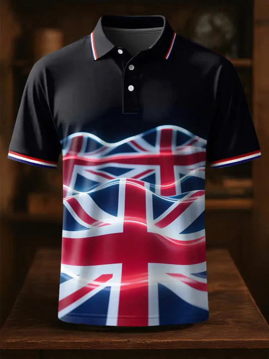 Men’s UK Flag Print Casual Top Dark Blue / S