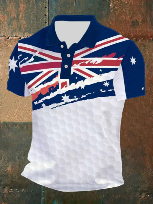 Men’s UK Flag Printed Casual POLO T-shirt White / S