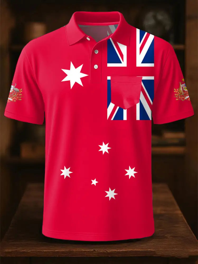 Men’s UK Flag Printed Casual Tops Red / S