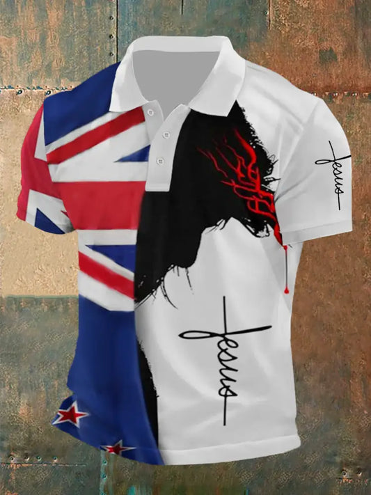 Men’s UK Flag Proud To Be British Printed Casual POLO T-shirt White / S