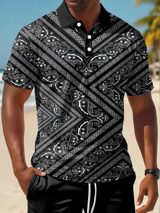 Men’s Vacation Design Casual short sleeve shirt As picture / S