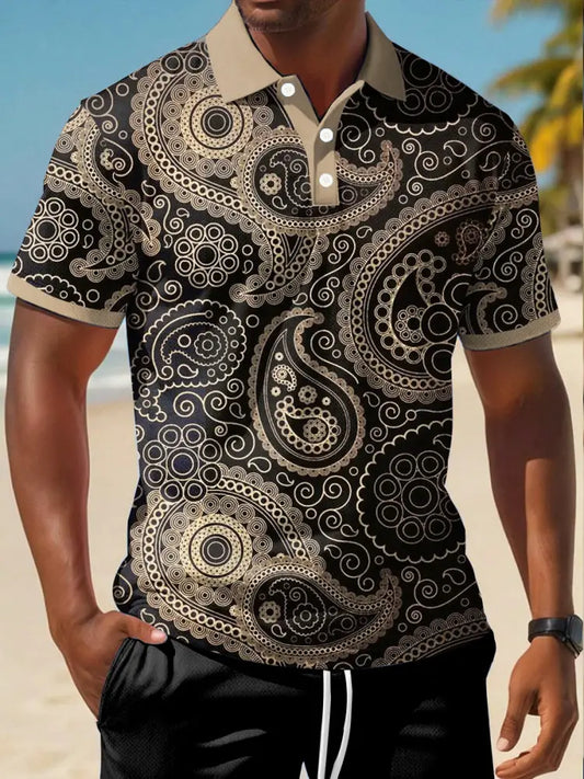 Men’s Vacation Design Casual short sleeve shirt As picture / S