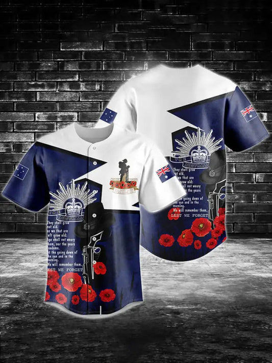 Men’s Vintage Australia Anzac Lest We Forget Print Casual Cotton Short Sleeve Shirt As picture / S