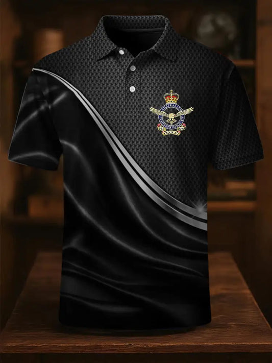 Men’s Vintage Australia Coat of Arms Crown Printed Casual Cotton Short Sleeve Polo Shirt Black / S