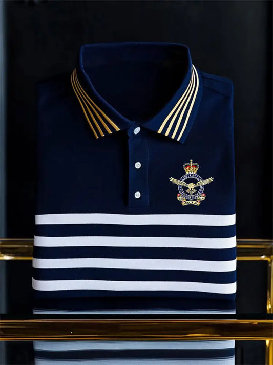 Men’s Vintage Australia Flag Crown Emblem Printed Casual Cotton Short Sleeve Polo Shirt Dark Blue / S