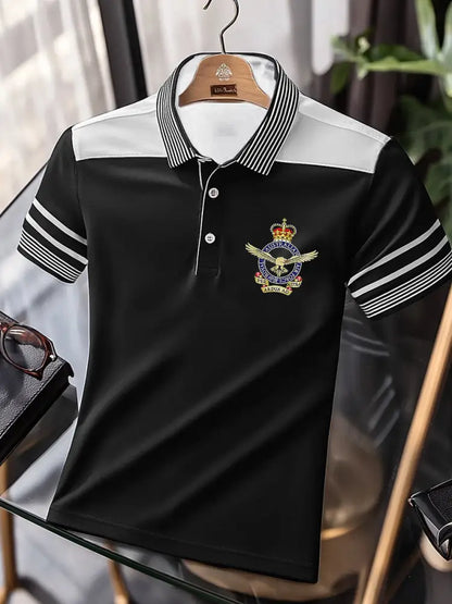 Men’s Vintage Australian Patriotic Flag Emblem Printed Casual Cotton Short Sleeve Polo Shirt Black / S