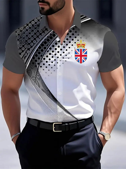 Men’s Vintage England Crown Casual Shirt Black / S