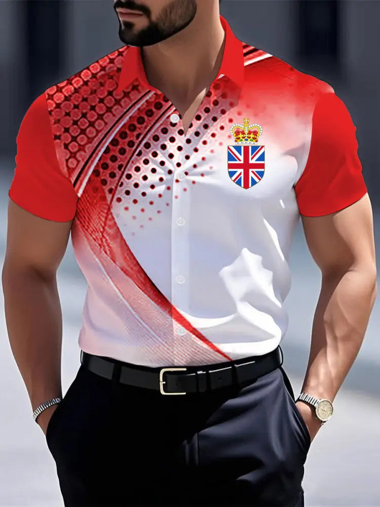 Men’s Vintage England Crown Casual Shirt Red / S