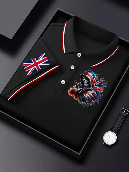 Men’s Vintage England Flag Casual Shirt Black / S