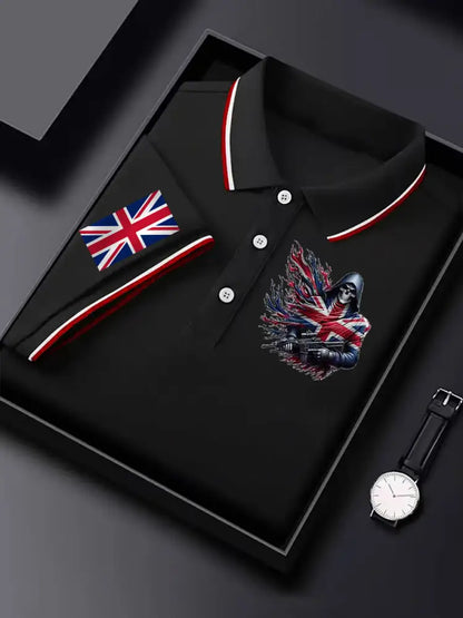 Men’s Vintage England Flag Casual Shirt Black / S