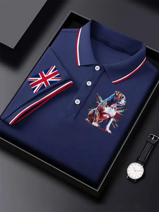 Men’s Vintage England Flag Casual Shirt Dark Blue / S