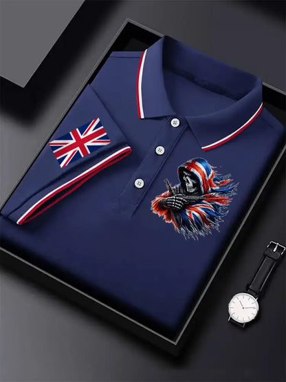Men’s Vintage England Flag Casual Shirt Dark Blue / S