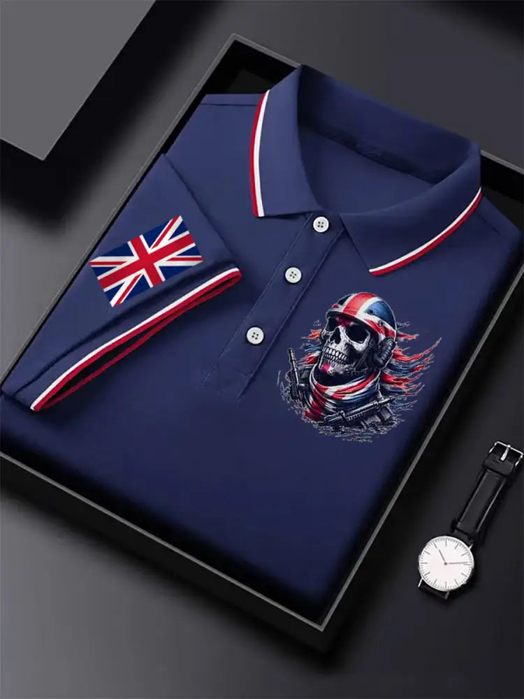Men’s Vintage England Flag Casual Shirt Dark Blue / S