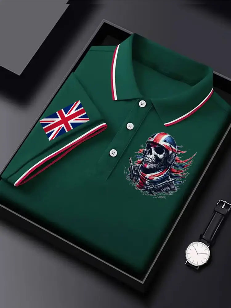 Men’s Vintage England Flag Casual Shirt Dark Green / S