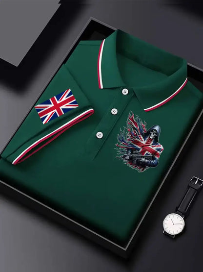 Men’s Vintage England Flag Casual Shirt Dark Green / S