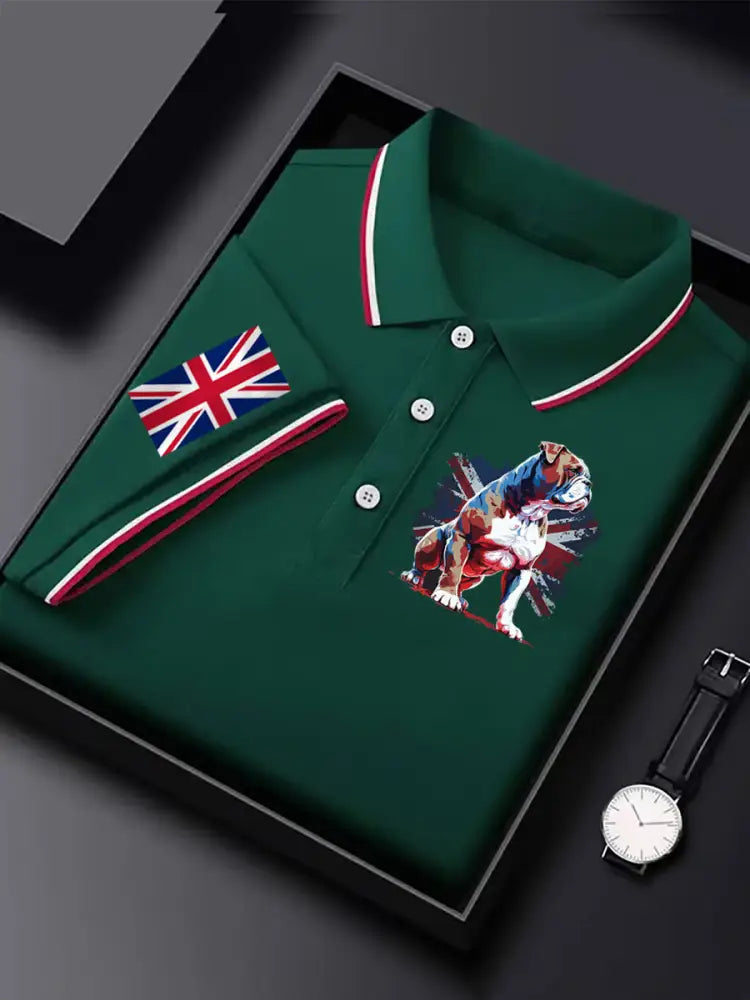 Men’s Vintage England Flag Casual Shirt Dark Green / S