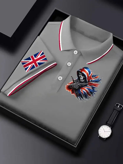 Men’s Vintage England Flag Casual Shirt Gray / S
