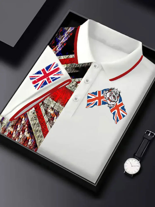 Men’s Vintage England Flag Casual Shirt White / S