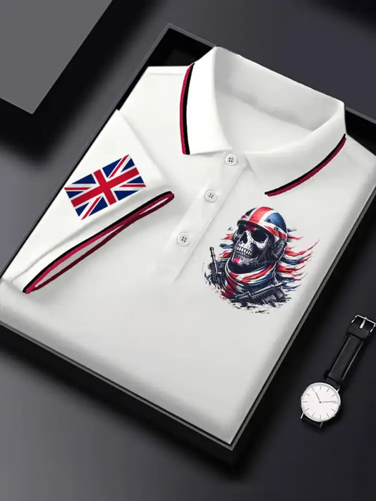 Men’s Vintage England Flag Casual Shirt White / S