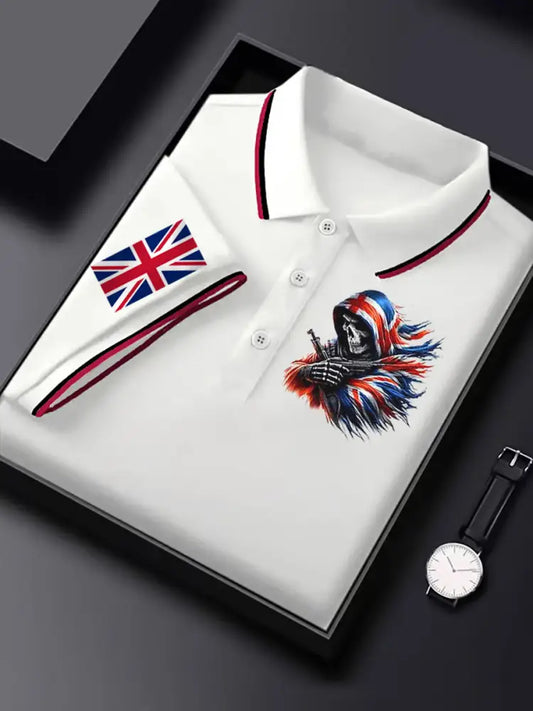 Men’s Vintage England Flag Casual Shirt White / S